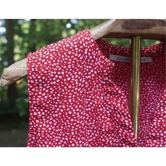 Collective Concepts Red White Polka Dot Sleeveless Blouse - Picture 6 of 7